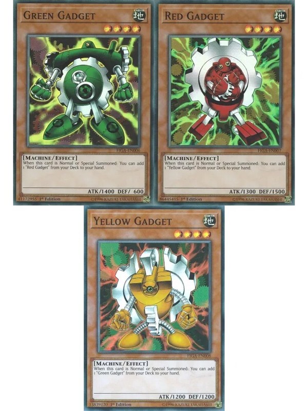Yugioh Gadget Set Green Red Yellow – 1st Edition Super Rare NM – Free Holo Card