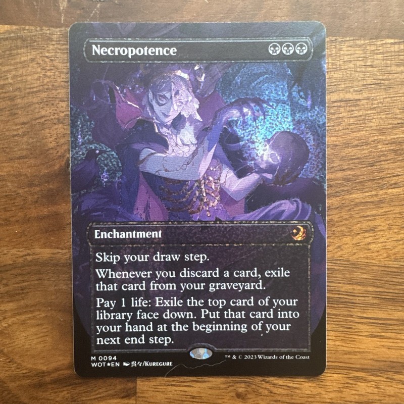 MTG Necropotence Anime Borderless Confetti Foil English Wilds of Eldraine WOT 94