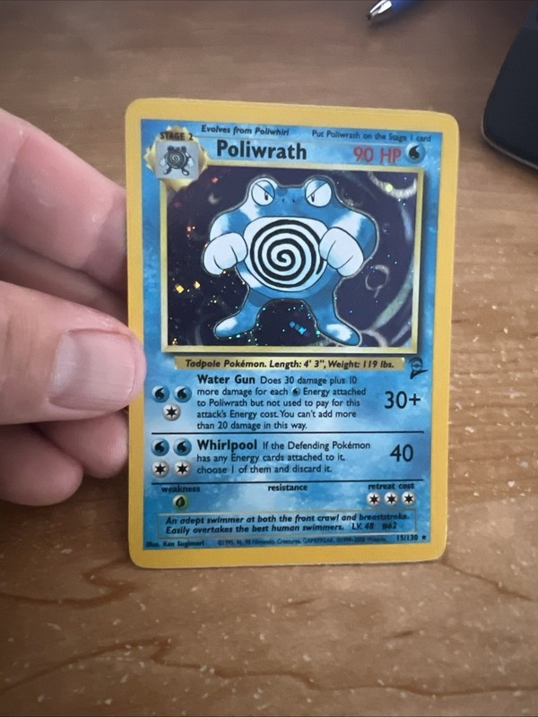 Pokemon card Poliwrath Base Set 2 Holo Rare 015/130 English LP