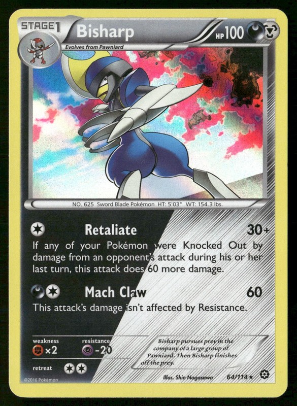 Bisharp 64/114 Holo Rare Steam Siege Pokemon Holo Lightly Played
