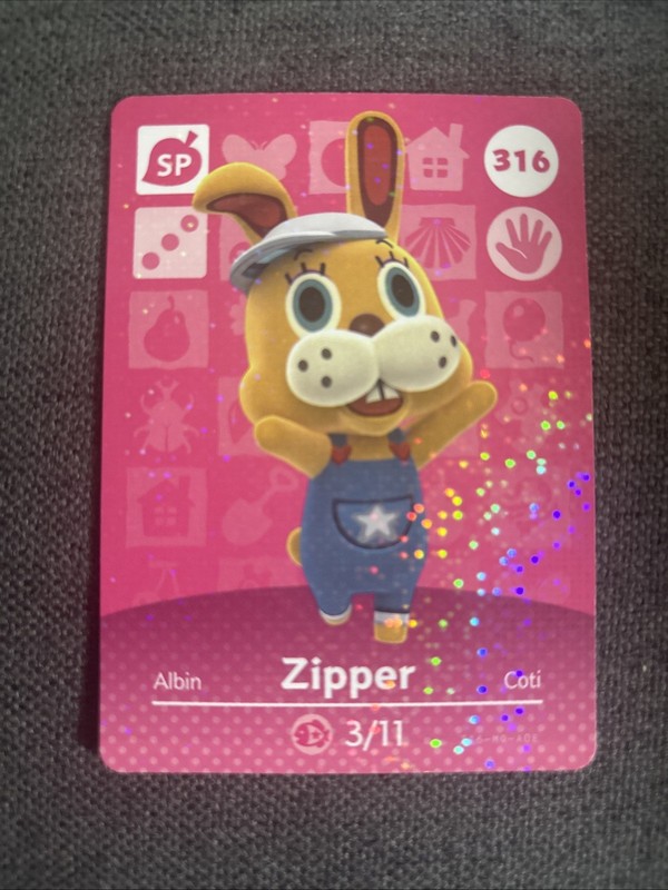 Animal Crossing Amiibo Card Zipper #316 Near Mint Free Shipping