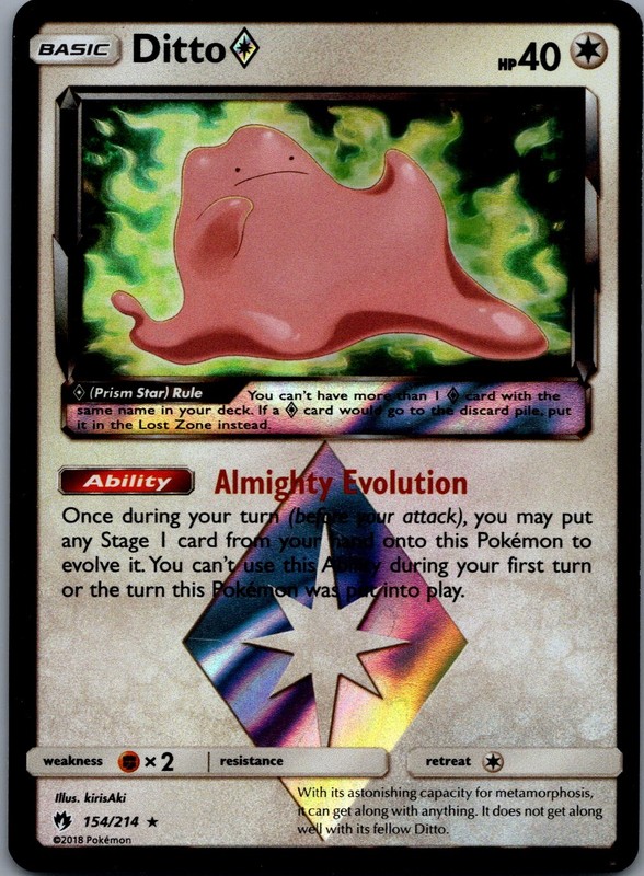 Ditto Prism Star Prism Rare SM – Lost Thunder 154/214 NM