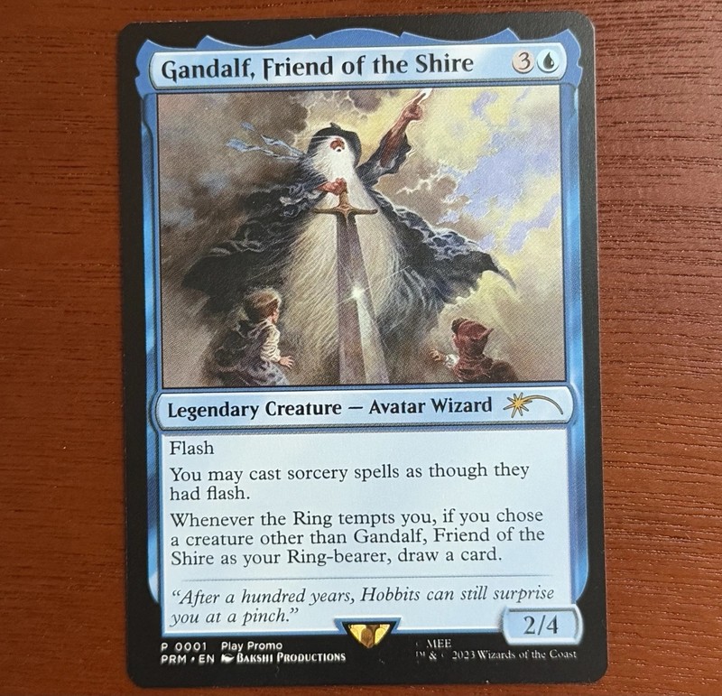 Gandalf, Friend of the Shire, P 0001, NM Play Promo, MTG LotR Lord Rings Magic