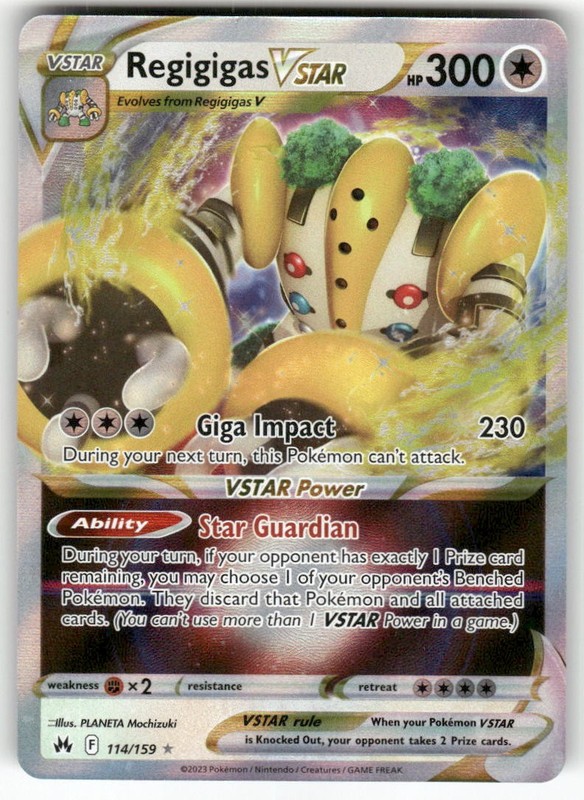 Regigigas VSTAR 114/159 Holo VSTAR Rare Crown Zenith Pokemon Near Mint
