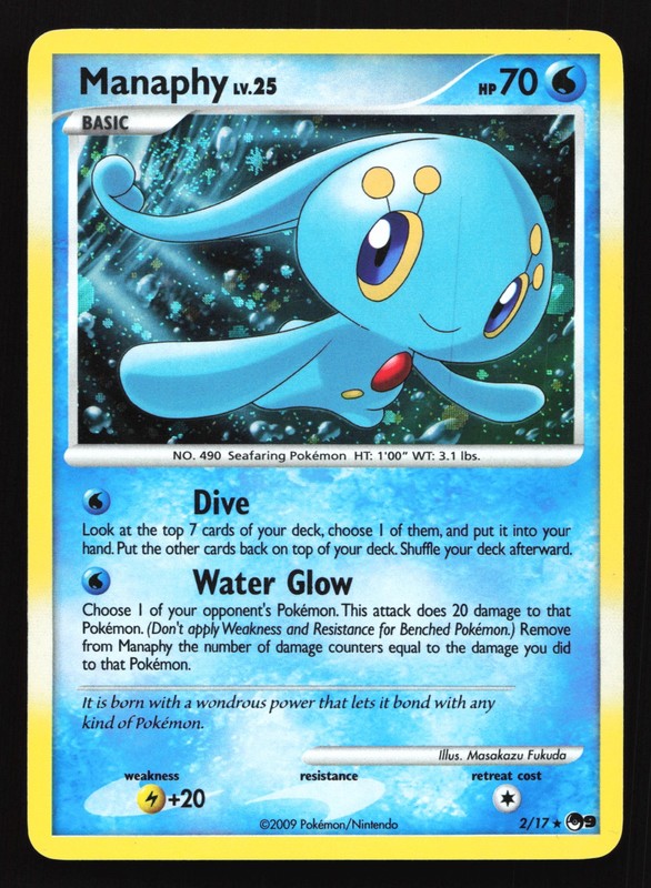 Manaphy 2/17 POP Series 9 Rare Holo Pokemon Card SWIRL