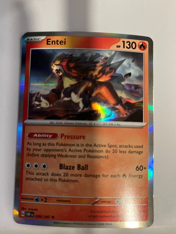 Entei 030/197 Obsidian Flames Pokemon Holo Foil Rare