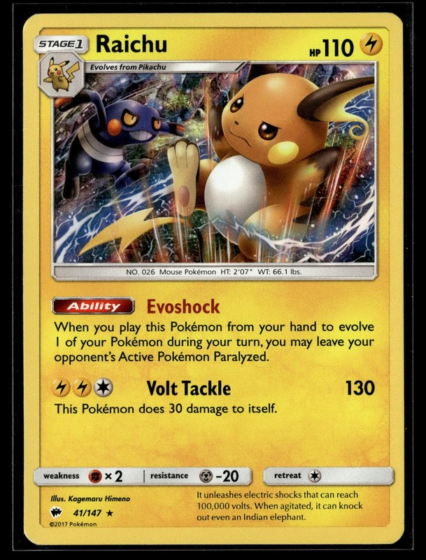 Pokemon TCG SM – Burning Shadows #41/147 Raichu Holo