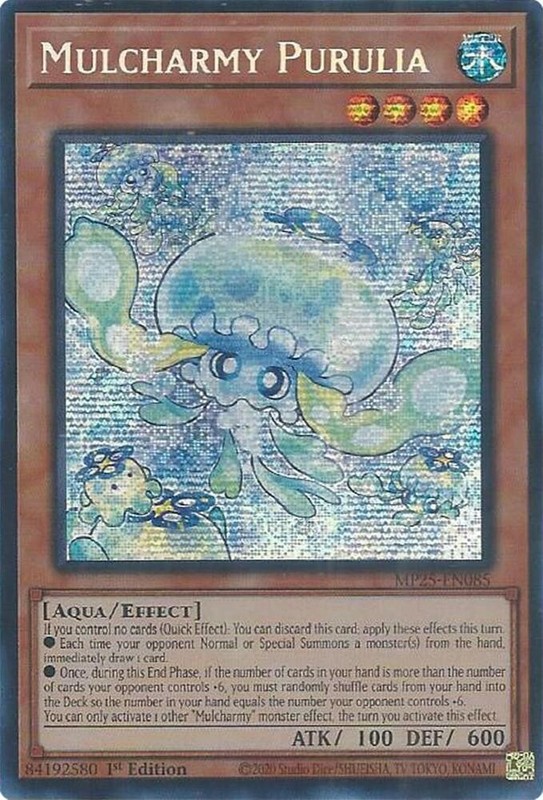 YUGIOH: 1x Mulcharmy Purulia MP25-EN085 Prismatic Secret Rare 2025 Mega-Pack