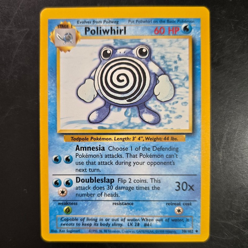 Pokemon Poliwhirl Base Set BS 38/102 Uncommon Water Stage 1 Evolution Tadpole 60