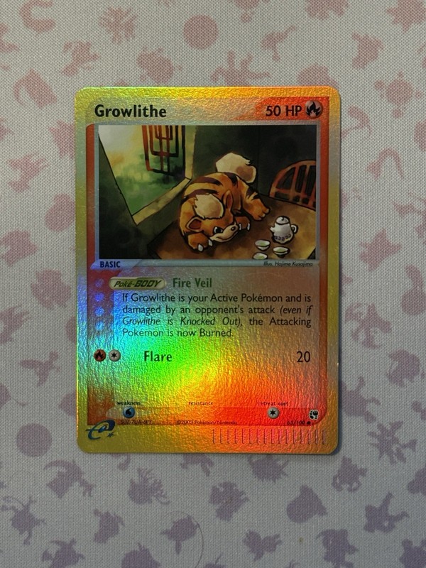 Growlithe 65/100 EX Sandstorm 2003 Reverse Holo e-Series Pokémon Card LP+