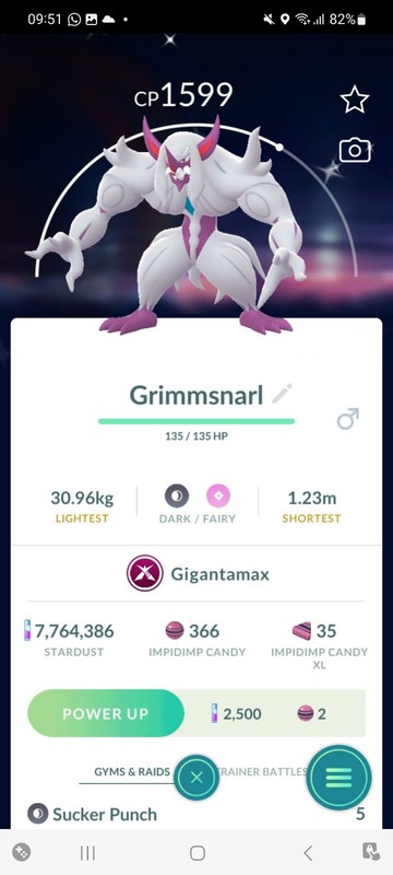 Pokemon Go Shiny Grimmsnarl ( Gigantamax )