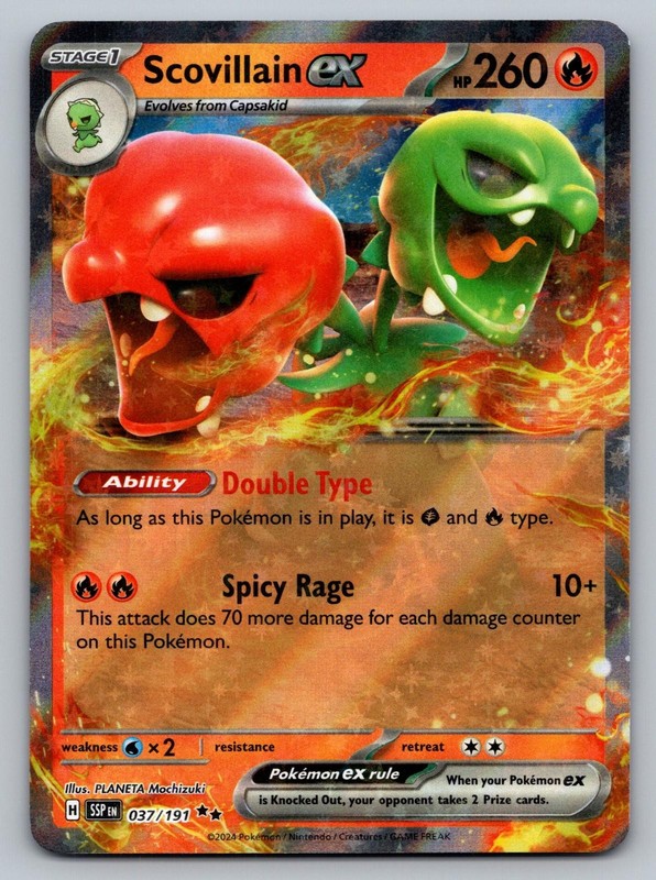 Scovillain ex 037/191 Double Rare Surging Sparks Pokemon Holo Near Mint