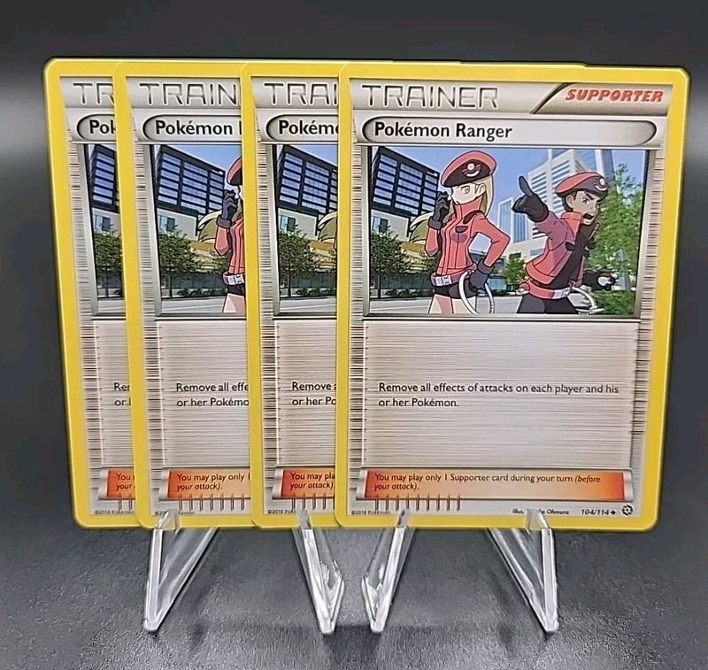 X4 Pokemon Ranger Trainer Supporter 104/114 XY Steam Siege Pokemon Playset