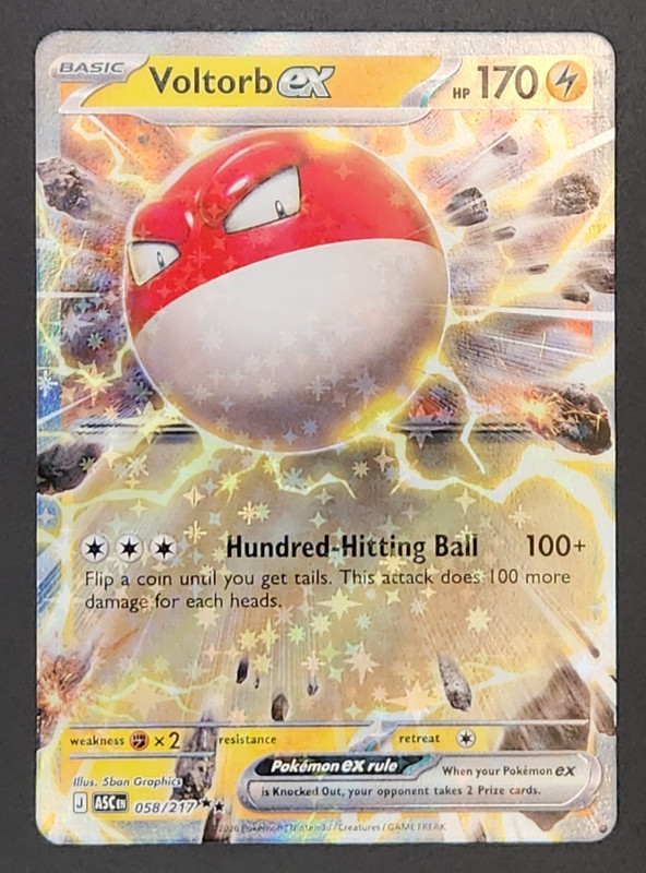 VOLTORB EX 058/217, ASCENDED HEROES, DOUBLE RARE HOLO, POKEMON TCG, NM