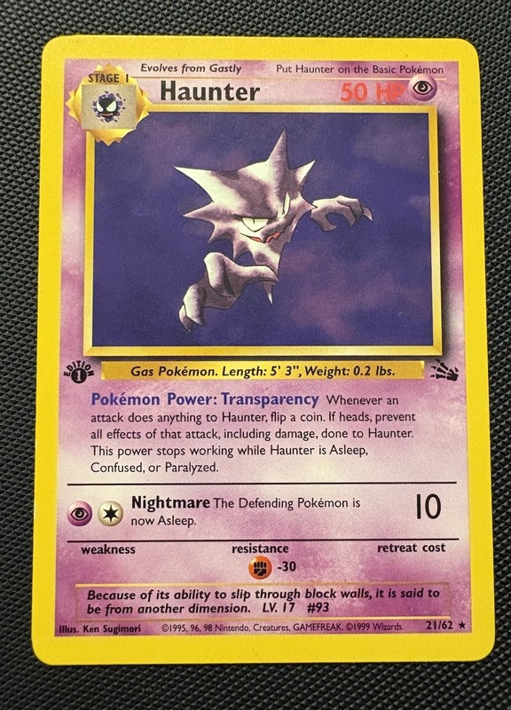 Pokémon Fossil – Haunter 21/62 1st Edition
