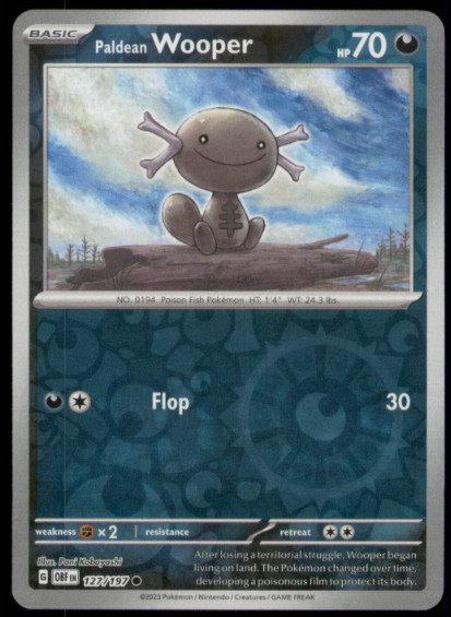Pokemon – Paldean Wooper – 127/197 – Obsidian Flames – Reverse Holo – NM/M