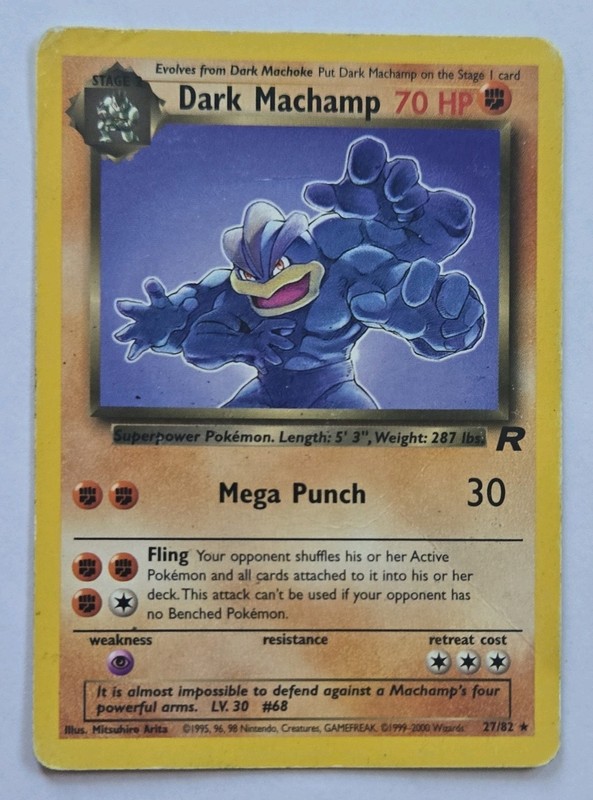 WOTC Pokémon Dark Machamp Team Rocket Rare 27/82 70 HP English Unlimited Regular
