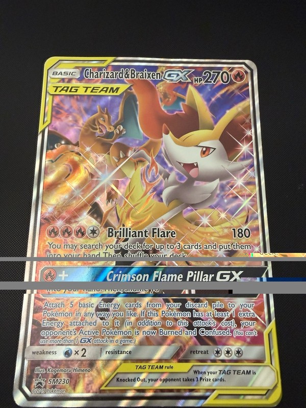 Pokémon TCG Braixen Charizard GX SM230 Black Star Promo Alt Art Holo Jumbo Card