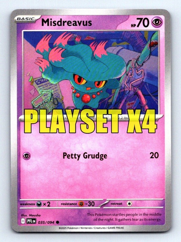 Misdreavus #035/094 Phantasmal Flames Playset x4 Pokemon TCG Card – NM