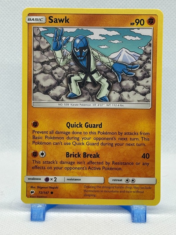 Pokémon TCG Pokémon Sawk Common 72/147 SM-Burning Shadows Regular
