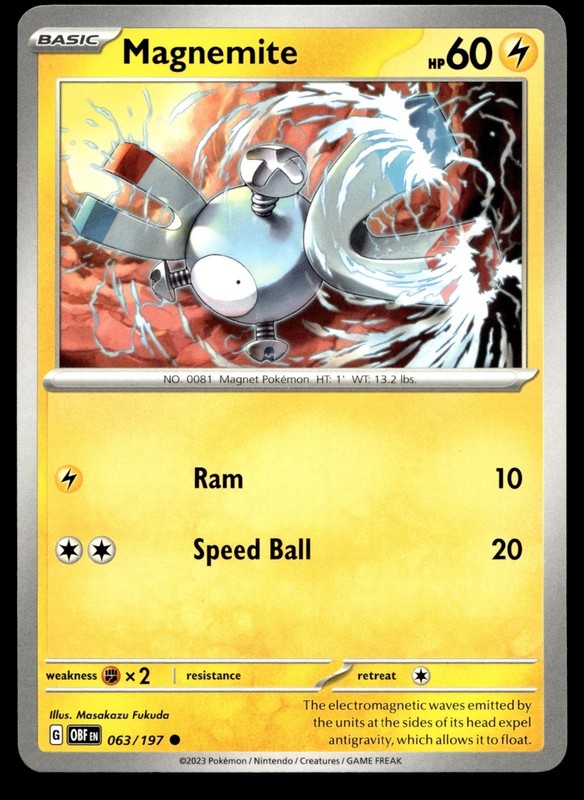 Magnemite 063/197 SV03: Obsidian Flames OBF Masakazu Fukuda