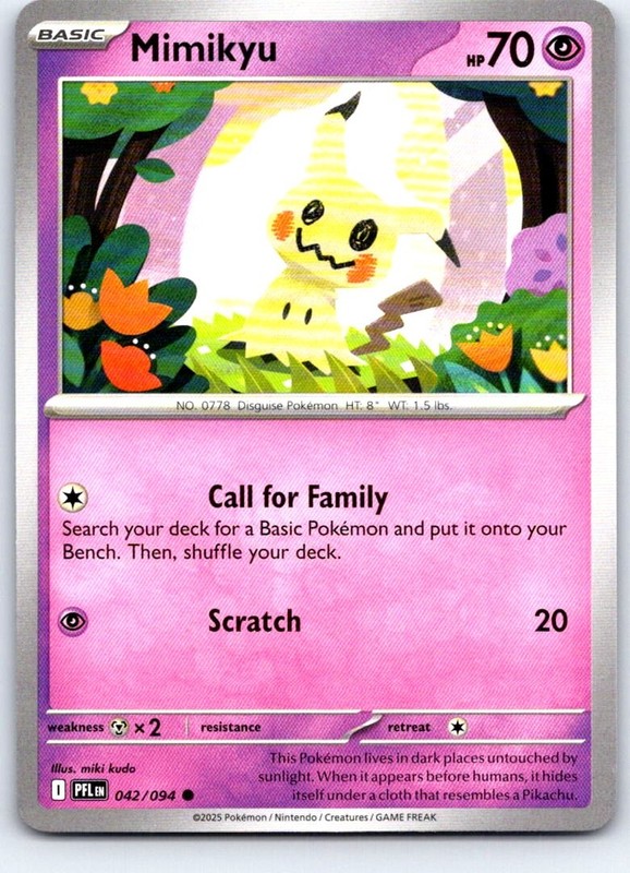 Mimikyu 042/094 Common Phantasmal Flames Pokemon Near Mint