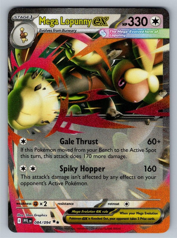 Mega Lopunny ex 084/094 Double Rare Phantasmal Flames Pokemon Near Mint