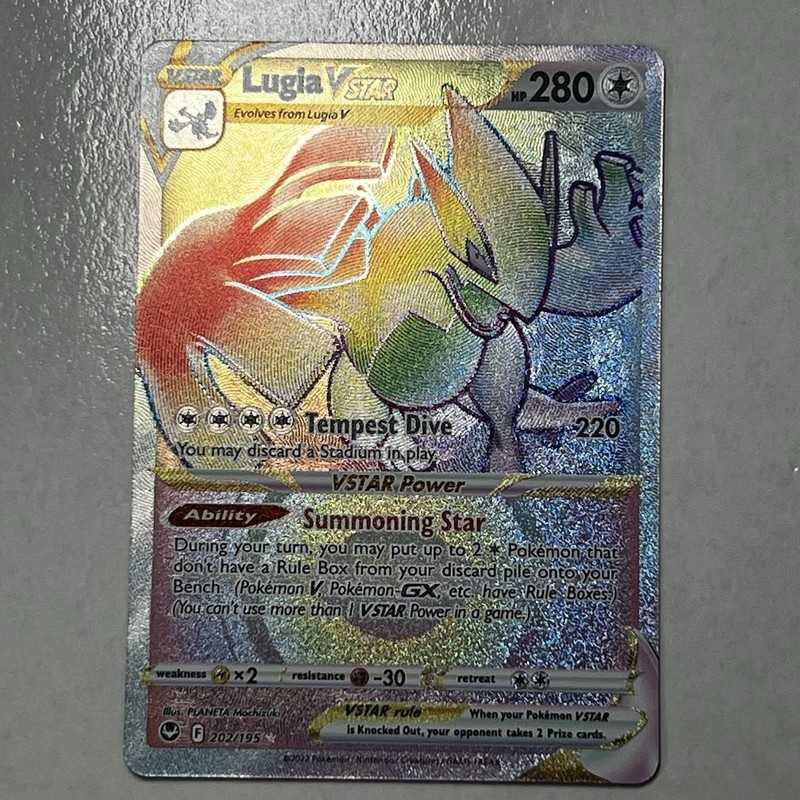 Pokémon TCG Lugia VSTAR SECRET RAINBOW RARE Silver Tempest 202/195 NM Card