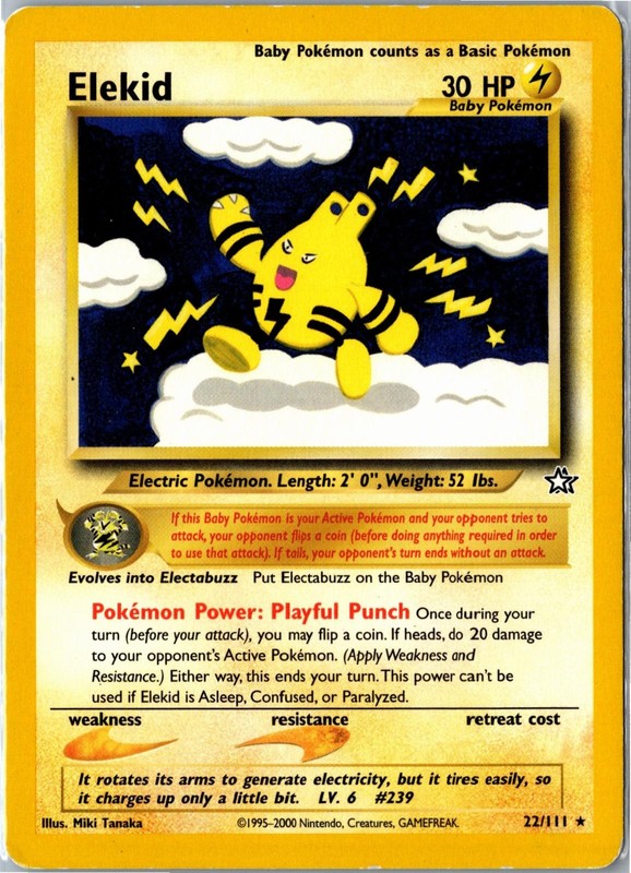 Pokemon Card – Elekid Neo Genesis 22/111 2000 Rare Unlimited Moderately Played