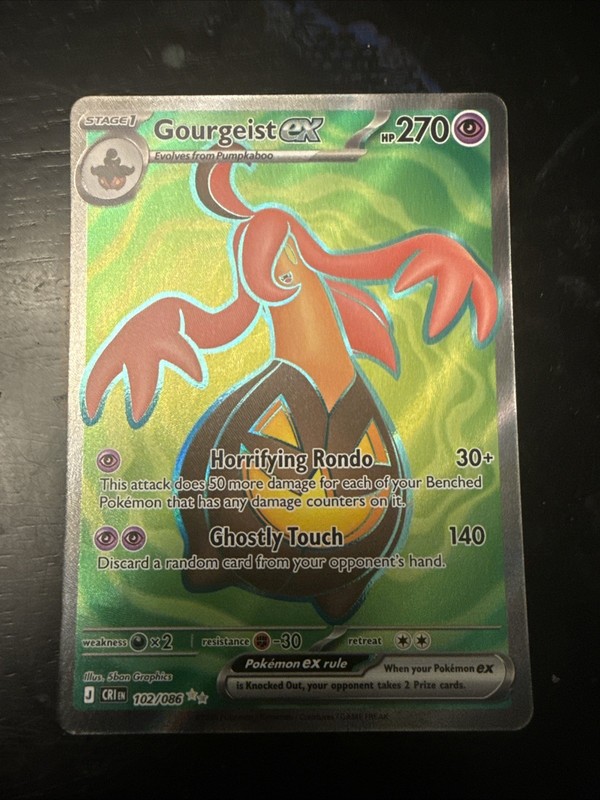 Gourgeist ex 102/086 Ultra Rare ME04: Chaos Rising Pokemon Near Mint