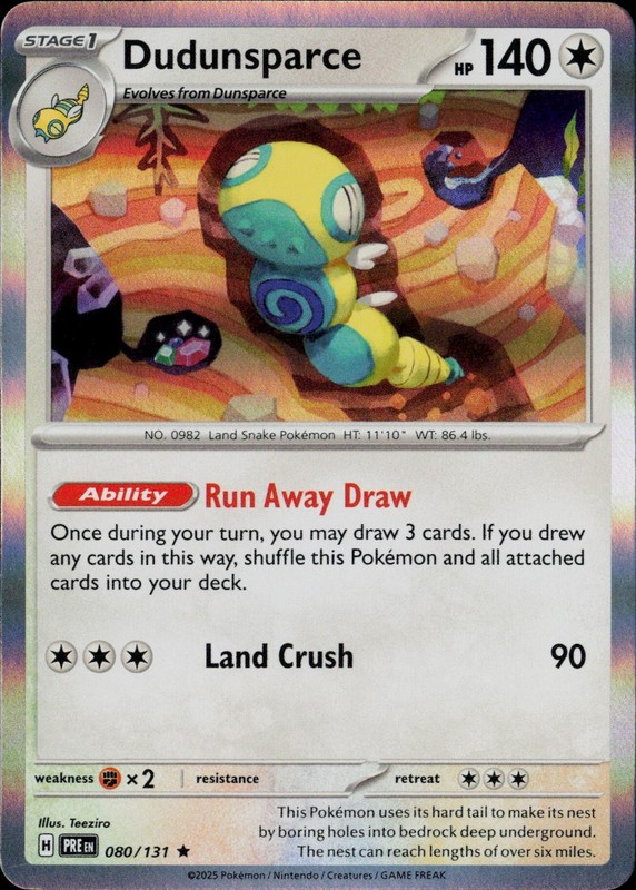 Dudunsparce PRE SV: Prismatic Evolutions #080/131 Rare Holo NM