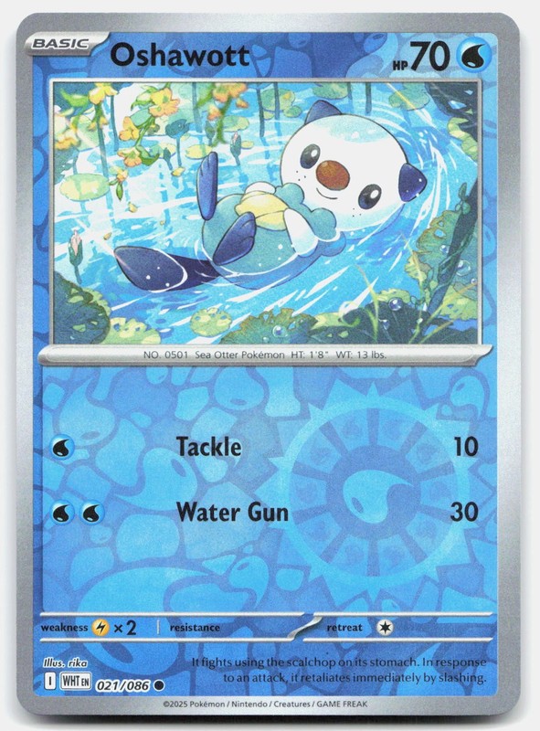 Oshawott 021/086 Common White Flare Pokemon Reverse Holo Near Mint