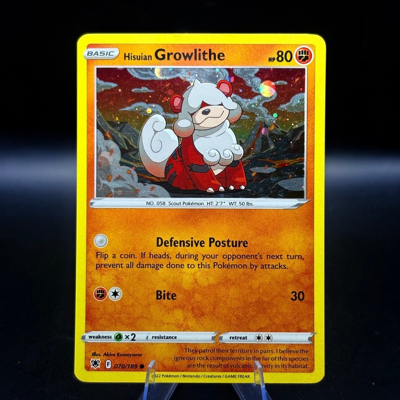 POKEMON HISUIAN GROWLITHE 070/189 HOLO ASTRAL RADIANCE NEAR MINT