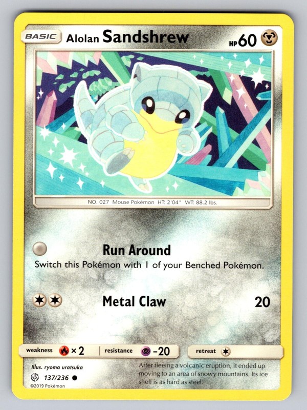 Alolan Sandshrew 137/236 Common Cosmic Eclipse Pokemon Lightly Played