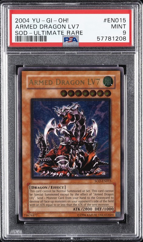2004 YU-GI-OH! SOD-SOUL OF THE DUELIST ULTIMATE RARE ARMED DRAGON LV7 PSA 9