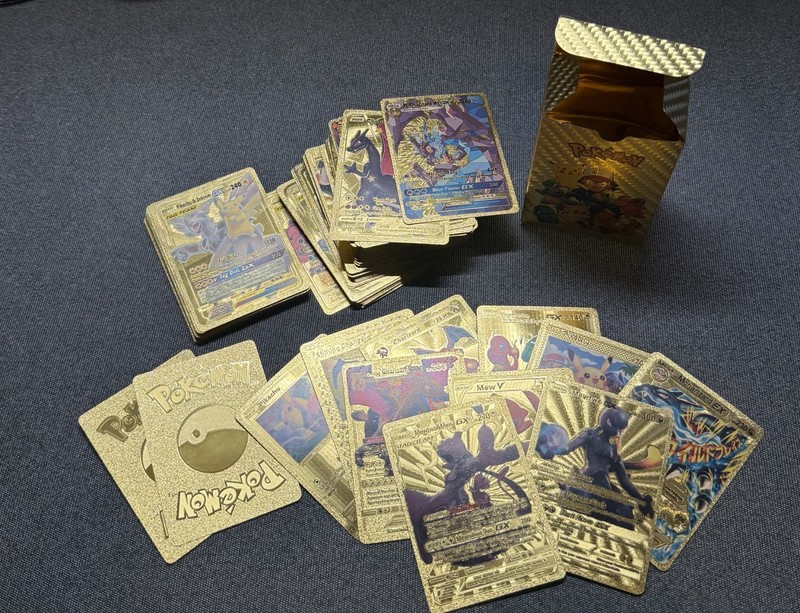 Pokemon Gold Foil Trading Card Deck 110 Cards w/ Foil Deck Box