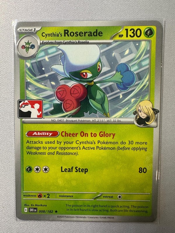 Cynthia’s Roserade 008/182 Destined Rivals Prize Pack Non-Holo Pokemon TCG NM