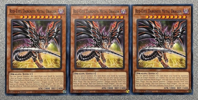Red-Eyes Darkness Metal Dragon LDS1-EN004 (x3) Common 1st Edition VLP-NM
