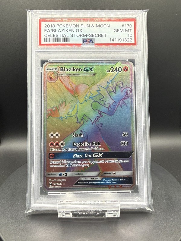 POKEMON CELESTIAL STORM BLAZIKEN GX #170 SECRET RARE PSA 10 GEM MINT