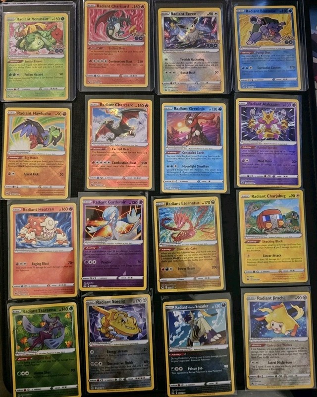 16 Radiant Rare Full Set Complete Pokemon Collection Charizard Greninja Eevee NM