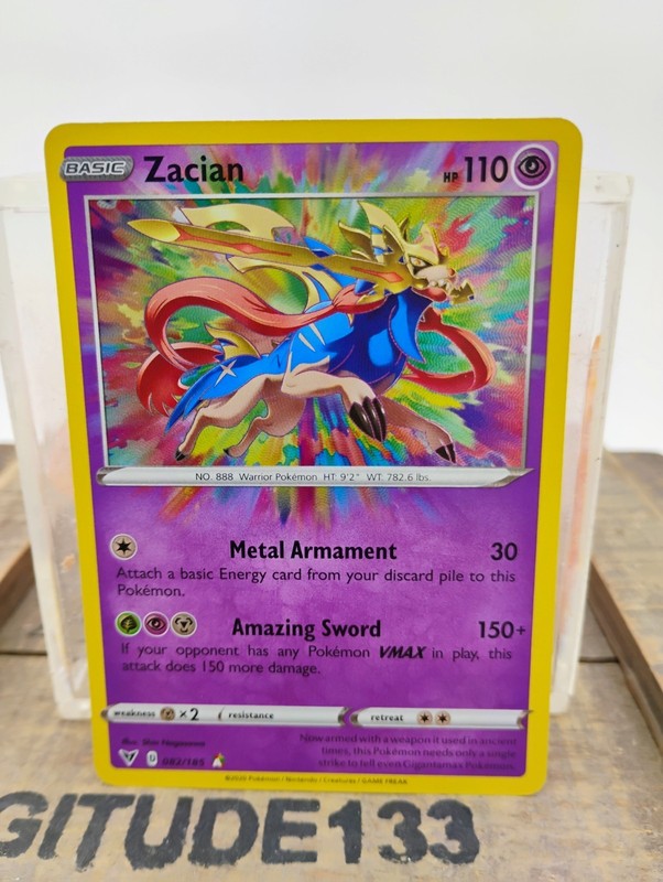 ZACIAN RAINBOW ACE SPEC RARE 082/185 ~ Pokemon TCG: Vivid Voltage NM
