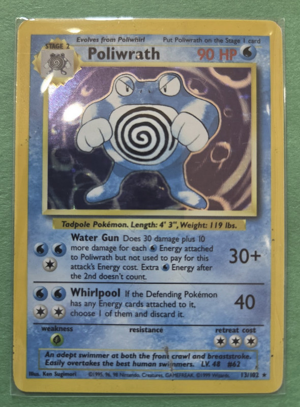 Poliwrath 013/102 Base Set Holo – Unlimited – HP/Damaged