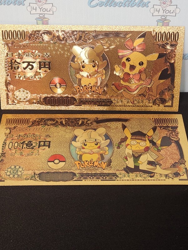 Pokemon Pikachu Pika Bucks 24 Kt Gold Foiled Pokemon Banknotes gallery