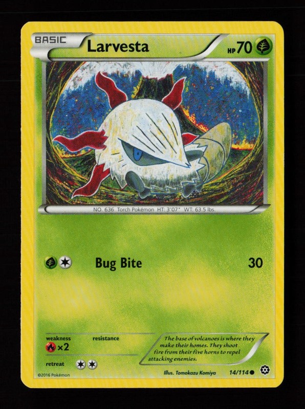 Larvesta 14/114 Common Tomokazu Komiya Steam Siege Pokemon Cards