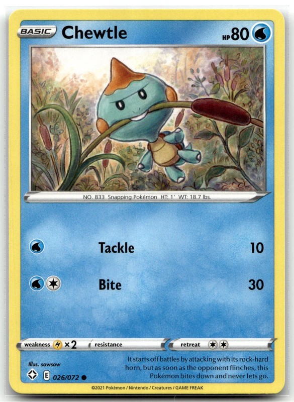 Chewtle 026/072 Shining Fates Common Pokemon TCG NM