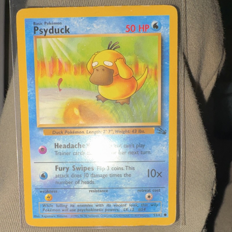 Pokémon TCG Fossil Psyduck 53/62 1st Edition Common Basic 50HP 1999 Himeno