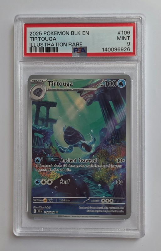 Tirtouga 2025 Pokemon Black English Illustration Rare #106 PSA 9 MINT