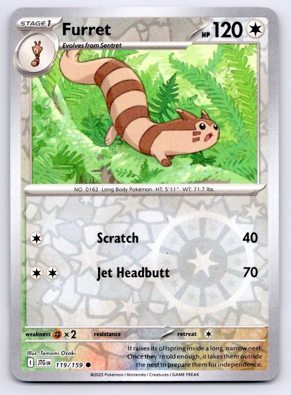 Pokemon Furret Journey Together JTG C REVERSE HOLO 119/159 NM