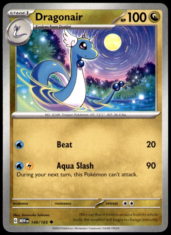 Dragonair 148/165 Uncommon 151 Pokemon Near Mint