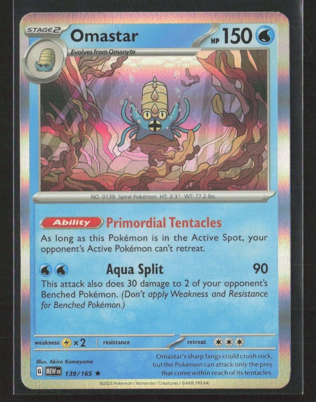 Omastar #139/165 SV: Scarlet & Violet 151 Holo Rare Pokemon TCG NM/M